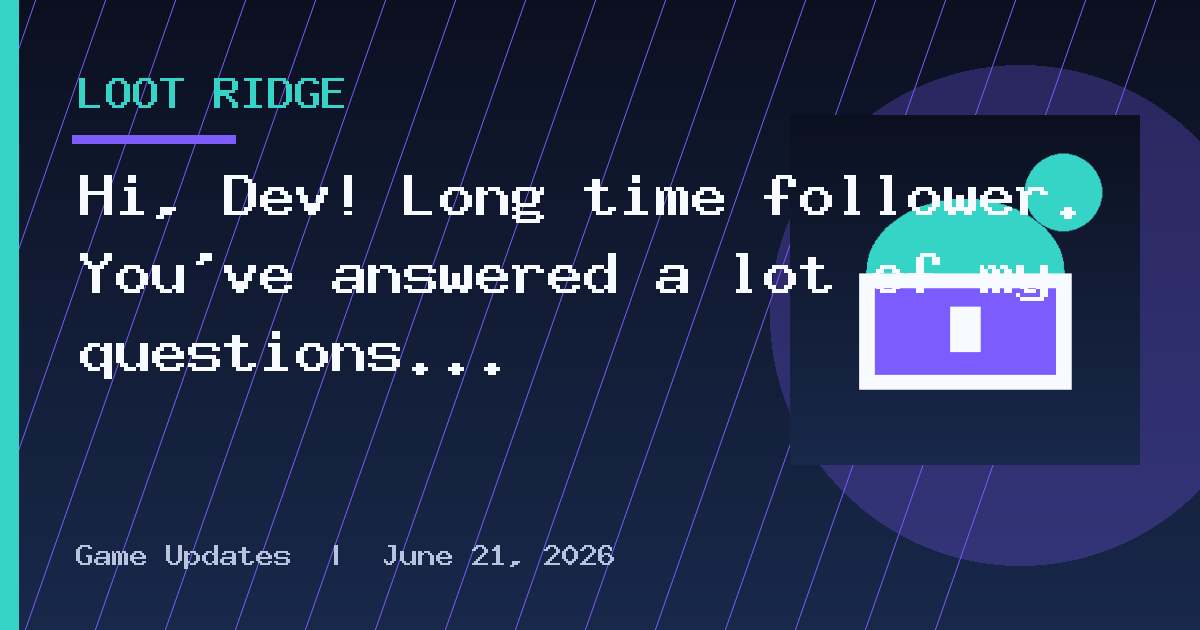 Hi, Dev! Long time follower. You’ve answered a lot of my questions and I